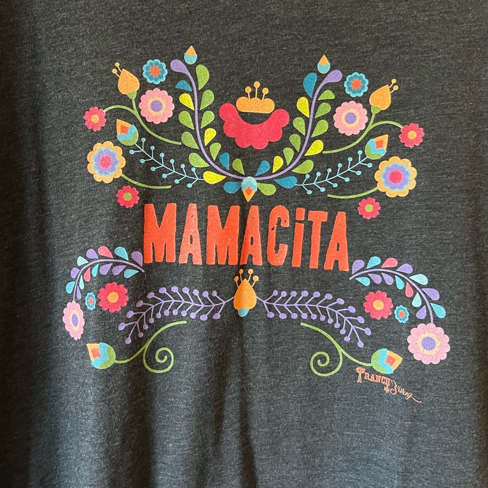 Bella Canvas Dark Gray Mamacita Floral Graphic Tee XL V Neck - Picture 2 of 4